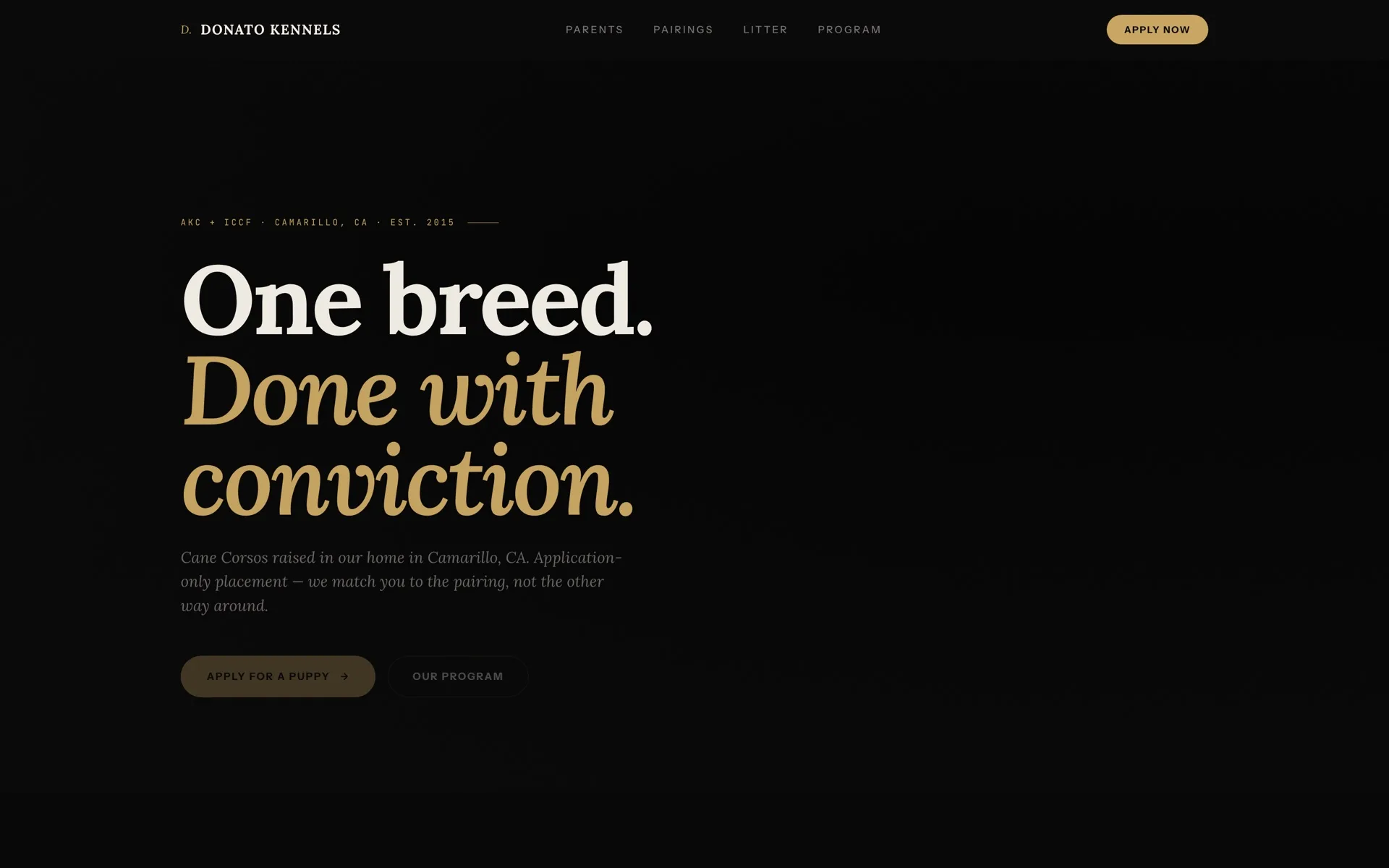 DONATO KENNELS homepage hero