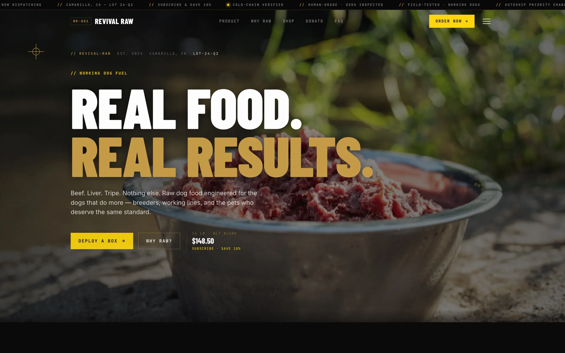 REVIVAL RAW homepage hero
